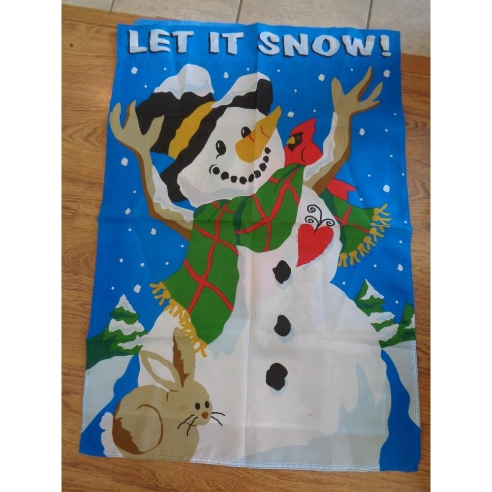 Let It Snow Snowman Large House Yard Garden Flag 28" x 40"